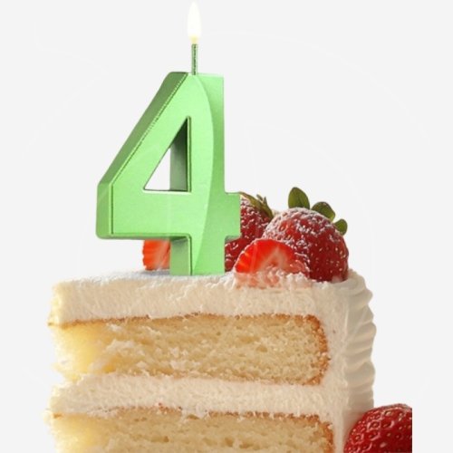 Свеча декоративная Цифра "4" Зелёная грань 5572738