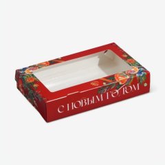 Коробка для сладостей с окном "С Новым годом" 20х12х4 см 9062402