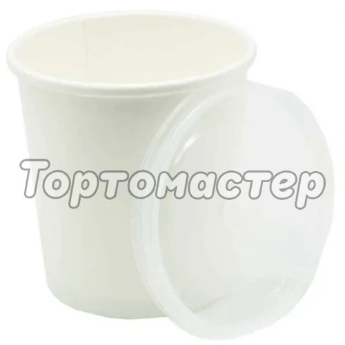 Контейнер Белый с пластиковой крышкой 340 мл ECO SOUP 12W Е