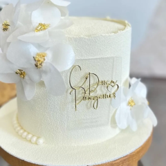 Топпер декоративный акриловый боковой "С Днём Рождения" Золото 9х7 см 