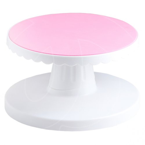 Столик поворотный с наклоном для торта пластиковый "Бело-розовый" 23 см 1427377