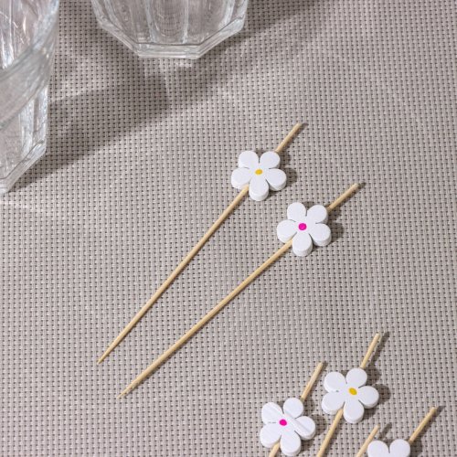 Шпажки деревянные "Ромашки" 12 см 25 шт 9250658