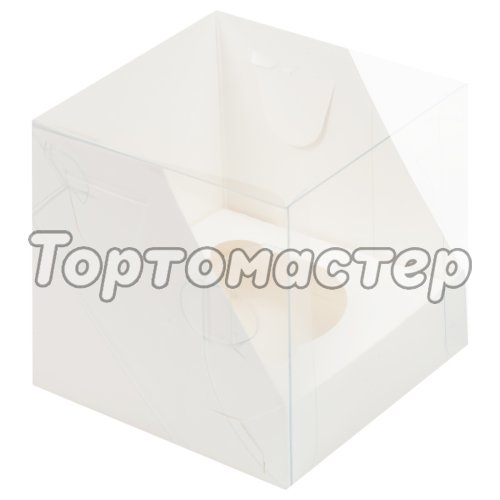 Коробка на 1 капкейк с прозрачной крышкой белая 040120 ф   КУ-00699   КУ-699, 51010