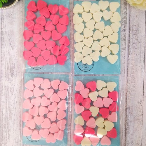 Фигурка из шоколадной глазури "Сердечки мини" 6 шт 