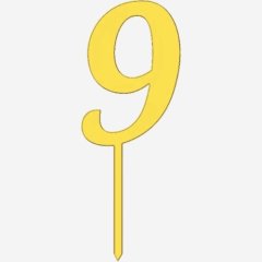 Топпер декоративный акриловый "Цифра 9 на палочке" Золото 5 см ТСК45.9