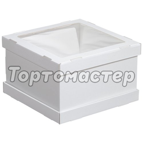 Коробка для торта с окном белая 30х30х20 см ForG STRONG I W W 300*300*200 S