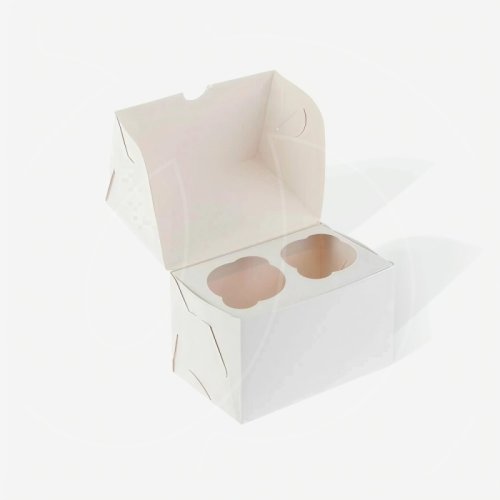 Коробка на 2 капкейка Белая 16х10х10 см 