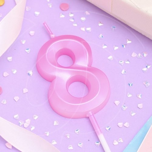 Свеча декоративная Цифра "8" Грань Розовый 10330402