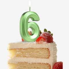Свеча декоративная Цифра "6" Зелёная грань 5572740