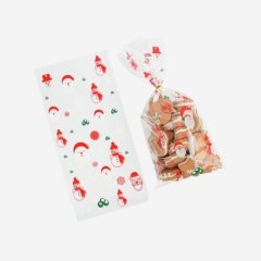 Пакетик прозрачный для сладостей "Дед мороз, снеговик, снежинки" 27х13 см 10 шт пак-20	