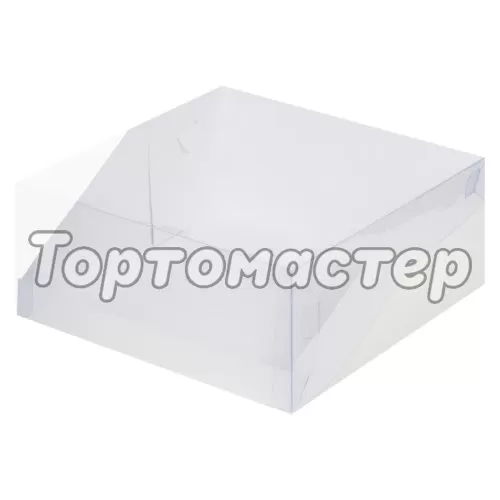 Коробка для торта с прозрачной крышкой белая 23,5х23,5х10 см 021101
